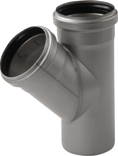 ACO 110 mm 45° avløpsgrenrør i rustfritt stål AISI 304 stainless steel