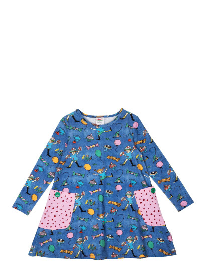 Pippi Langstrømpe Party Pippi Dress - Blue - 116