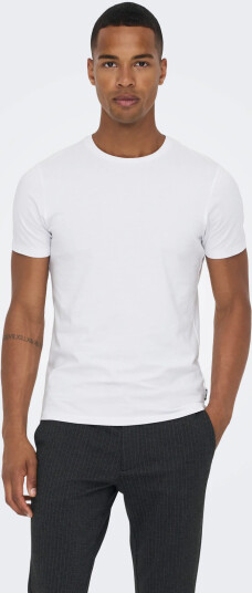ONLY & SONS Onsbasic Slim O Neck 2 Pack Noos   White   XS