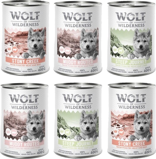Wolf Of Wilderness Våtfôr Junior “Expedition” Mixpakke 6 X 400 G