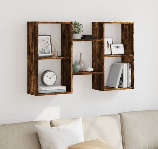 Vegghylle røkt eik 96x18x60 cm konstruert tre 8721158360960