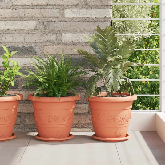 vidaXL Plantepotter 6 pcs Klinker Rød Ø 26 x 21.5 cm Plast