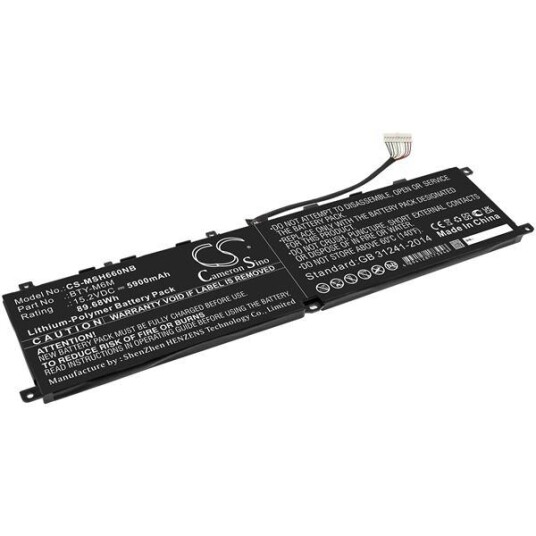 MSI Creator 15 batteri (5900 mAh 15.2 V, Sort) MSI Creator 15 batteri (5900 mAh 15.2 V, Sort)