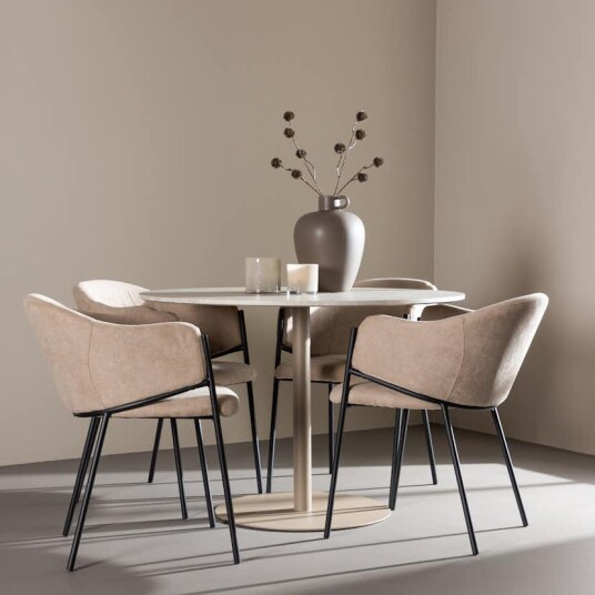 Spisegruppe Venture Home Lycke Ø110 med 4 stk Evelina Stoler