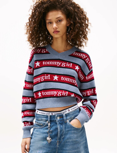 Tommy Jeans Tommy Girl Stripe Sweater - Blue - L Tommy Jeans Tommy Girl Stripe Sweater - Blue - L