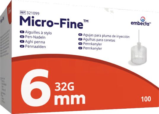 Micro-Fine pennekanyler 32G 6 mm 100 stk Micro-Fine pennekanyler 32G 6 mm 100 stk
