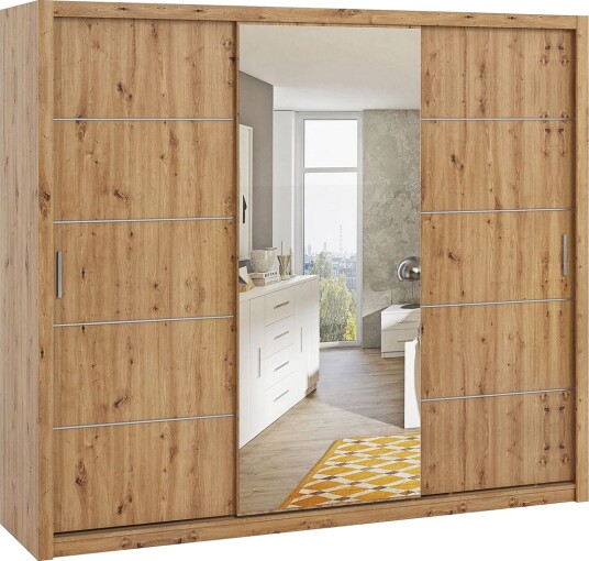 Julissa Garderobe 250 cm med Speil - Natur
