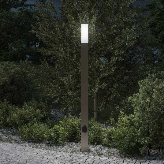 vidaXL Pullertlampe med stikkontakt 110 cm rustfritt stål IP44