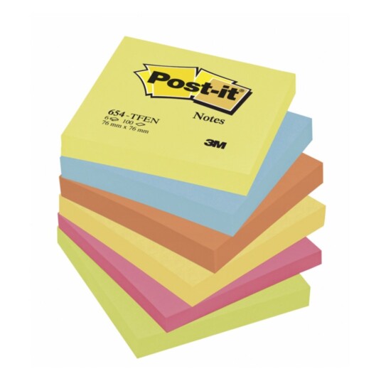 Post-It 654 Energetic, 76x76 mm, 6 st Post-It 654 Energetic, 76x76 mm, 6 st