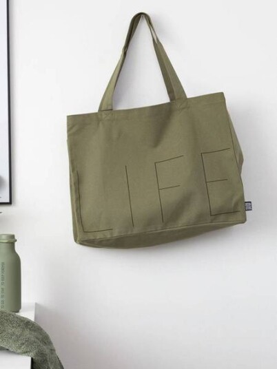 Design Letters - To Go Life handlenett XL olivengrønn Design Letters - To Go Life handlenett XL olivengrønn