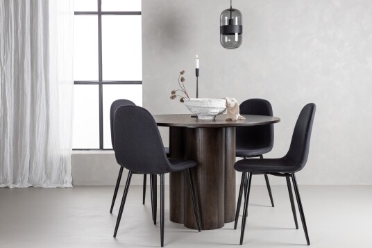 Venture Home Olivia Spisegruppe 110 cm Rund med 4 Polar Stoler Sort Venture Home Olivia Spisegruppe 110 cm Rund med 4 Polar Stoler Sort