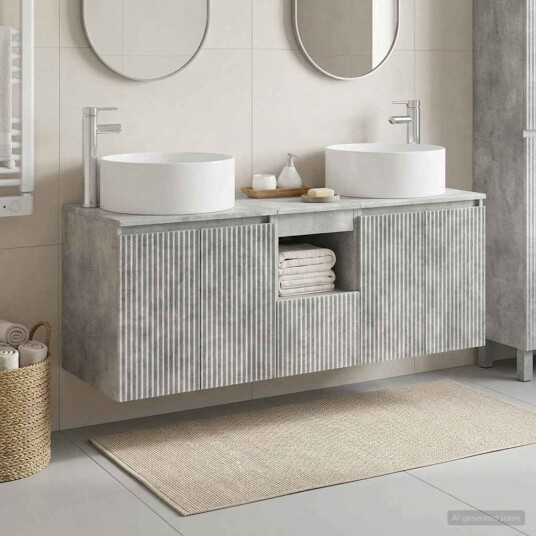 vidaXL Baderomsskapsett 3 stk. BetonggrÄ 49,5 x 44,5 x 65,5 cm vidaXL Baderomsskapsett 3 stk. BetonggrÄ 49,5 x 44,5 x 65,5 cm