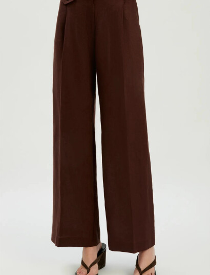 Bardot Geordy Hipster Linen Pant Brown 40 Bardot Geordy Hipster Linen Pant Brown 40
