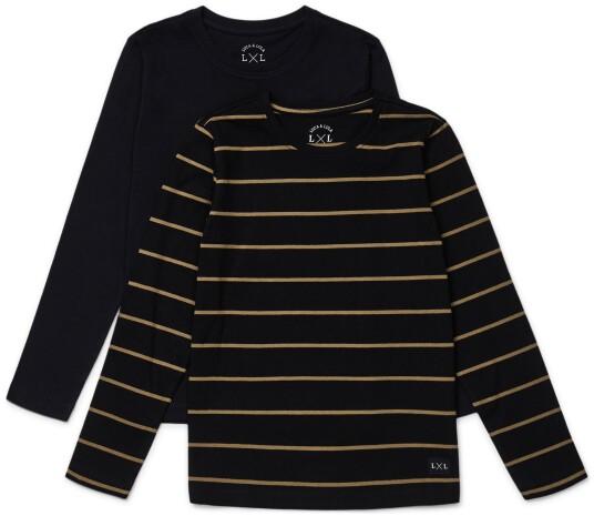 Luca &  Lola Abel Langermet T-Shirt 2-pack Black/Stripes 134-140