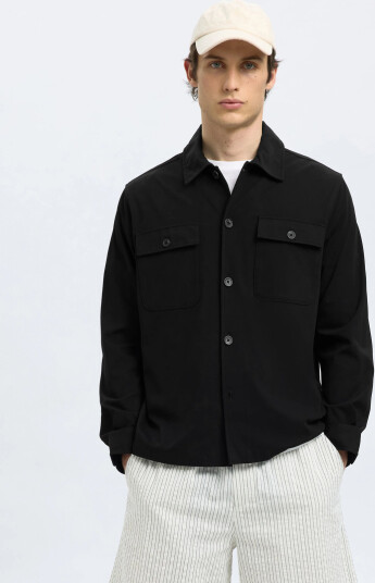 Selected Slhreg Lorent Bi-Stretch Overshirt Noos - Black - M