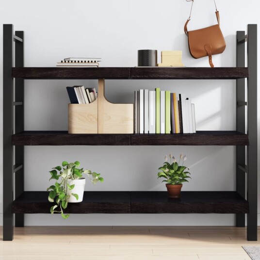 vidaXL Vegghylle m?rkegr? 140x50x6 cm behandlet heltre eik