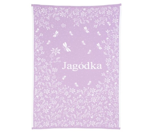 Babyteppe med eng og navn. Lavender
