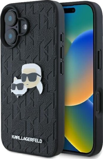 Karl Lagerfeld iPhone 16 Hardcase Monogram Karl & Choupette Svart