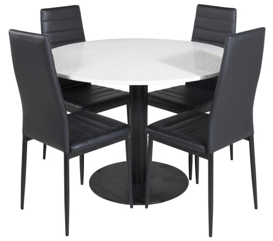 Venture Design Razzia & Slim highback spisegruppe Hvit/svart 4 st stoler & bord 106 cm