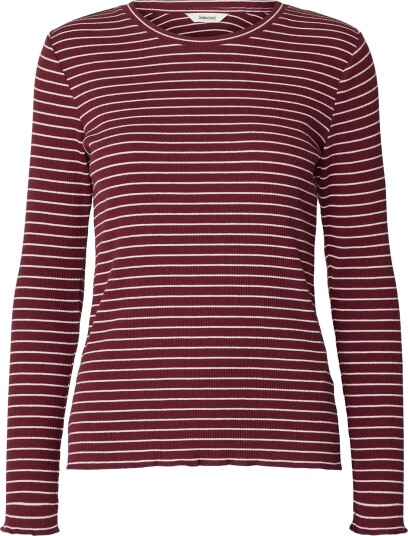 Selected Slwanna Ls Crew Neck Tee Str Noos Burgundy S