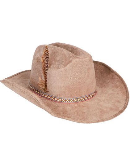 Joker Beige Cowboyhatt med Fjær 97464