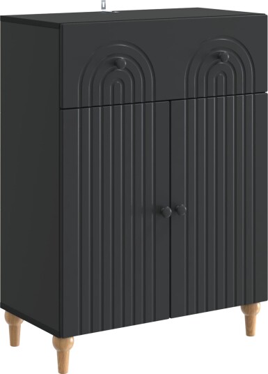 Serviesskap med skuff Svart 66 x 34,5 x 90 cm Konstruert tre Serviesskap med skuff Svart 66 x 34,5 x 90 cm Konstruert tre