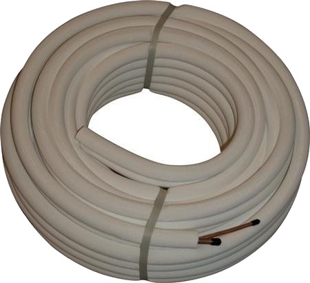 Isolerede Køle Kobberrør For Varmepumpe Dobbeltrør 1/4 6,35 Mm & 3/8 9,52 Mm 20 Meter Isoleringstykkelse 8 Mm   20 Meter