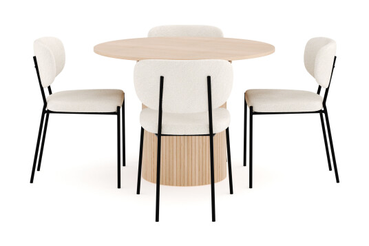 Other Brand Kopparbo Spisegruppe 106 cm Forlengbar med 4 Gemmiano Spisestoler Whitewash