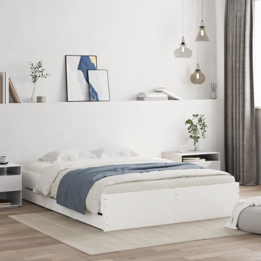 Sengeramme høyglans hvit 150x200 cm konstruert tre 8721012244832