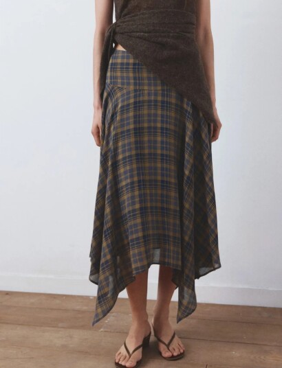 Mango Checked Asymmetric Skirt Multi/patterned 38