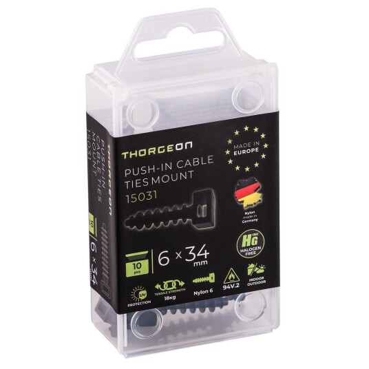 ThorgeOn Stripsfeste for mur ø6mm 10stk sort