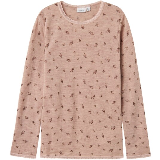 Name It Shadow Gray Small Flowers Nkfwang Ull Needle Ls Topp 122-128