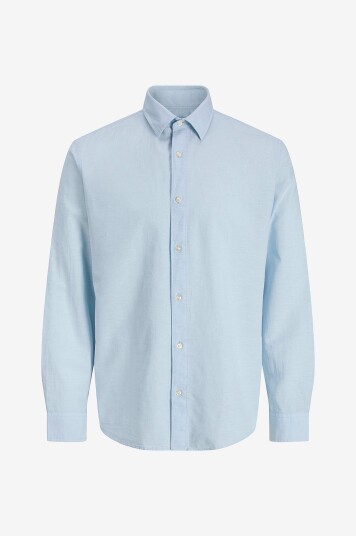 Jack & Jones Plus Skjorte jjeBreeze Linen Blend L/S SN Blå