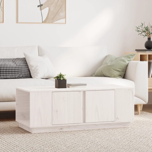 Salongbord hvit 110x50x40 cm heltre furu 8720845580735