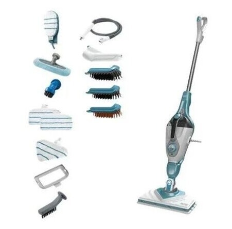Black & Decker Damprenser BLACK+DECKER steam-mop BHSM1610DSM - steam cleaner - stick/handheld - white/aqua Black & Decker Damprenser BLACK+DECKER steam-mop BHSM1610DSM - steam cleaner - stick/handheld - white/aqua