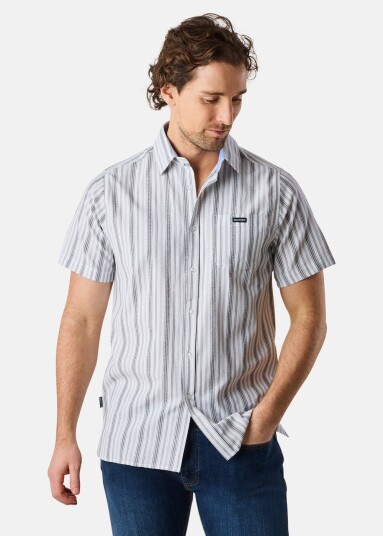 Seaside Coos Bay Shirt White Stripe 2xl Kortarmede Skjorter