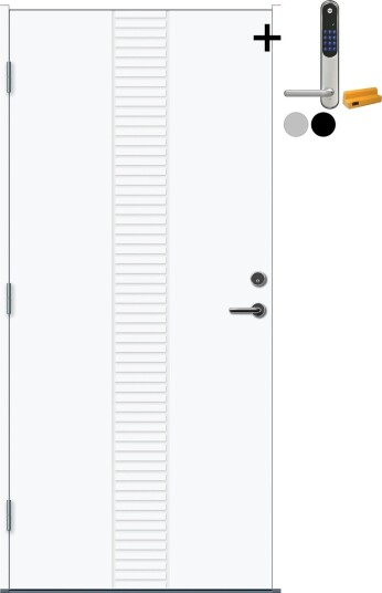 Ytterdør Bygg1 Hamar med Kompaktlaminat med Yale Entrus BxH: 90x210 cm, Venstre, NCS S-0500-N, Klassisk Hvit, Yale Sølv Ytterdør Bygg1 Hamar med Kompaktlaminat med Yale Entrus BxH: 90x210 cm, Venstre, NCS S-0500-N, Klassisk Hvit, Yale Sølv