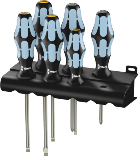 Wera 3334/3355/6 Skrutrekkersett - 6 Deler i Rustfritt Stål med Holder