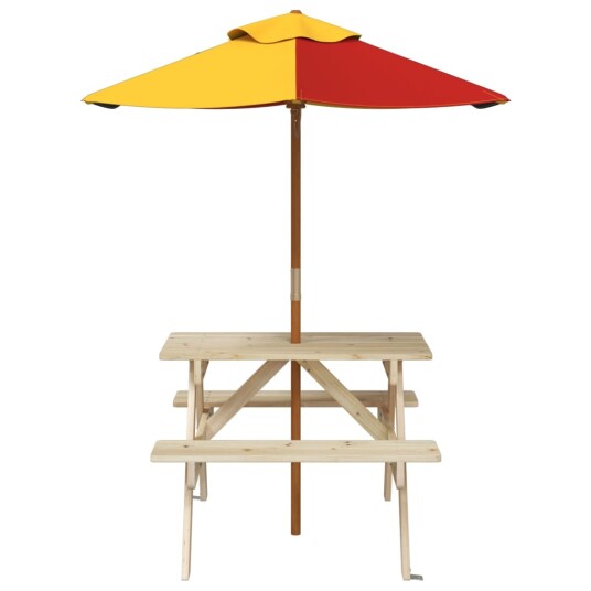  Piknikbord for 4 barn med parasoll heltre gran