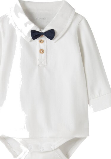 Name It Body I/e - NbmNoller - Bright White - Name It - 56 - Langermet Body Blå Hvit