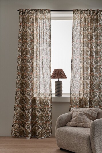 Ellos Home   Gardin med multibånd Medallion 2 pk   Flerfarget