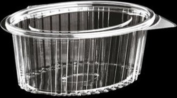 Plastbæger Catersource 1000 Ml 145X190x82 Mm Oval Hængslet Låg Rpet Klar,4 Ps X 100 Stk/Krt