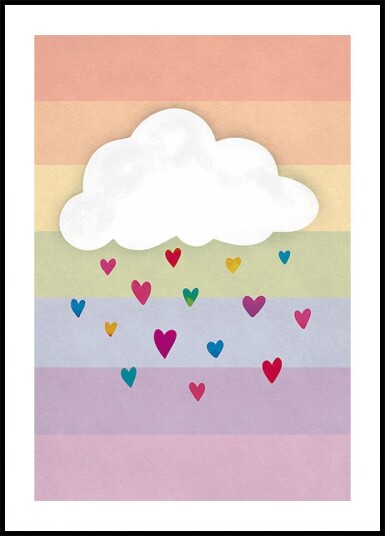 Emeliemaria Raining Multicolored Hearts Plakat Plakat / 100x150cm 