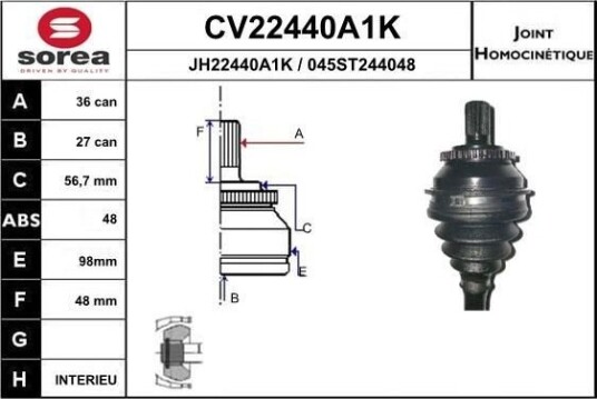 Drivledd EAI CV22440A1K Drivledd EAI CV22440A1K
