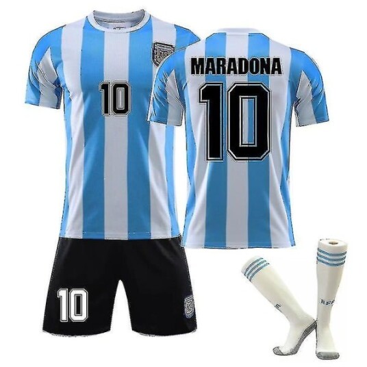 Maradona trøye nr 10 Argentina Retro King Fotballtrøye Sett 1920 Maradona 10 Barn Voksne barn nyeste 1986 Maradona 10 Barn 24130 140CM Z