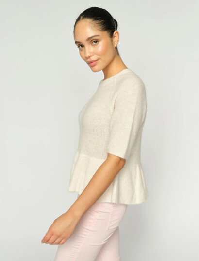 MOS MOSH Mmthora Ss O Neck Frill Knit CreaM