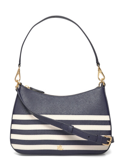 Ralph Lauren Lauren Striped Leather Medium Danni Bag Navy ONE SIZE