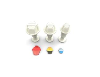 Miniutstikkere Med Stempel Cupcake Pk/3 Miniutstikkere Med Stempel Cupcake Pk/3