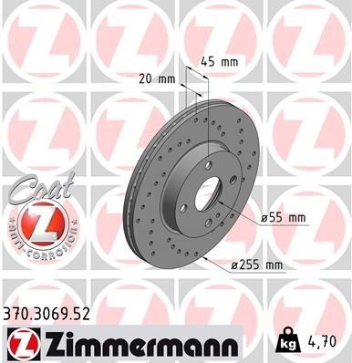 Bremseskive ZIMMERMANN 370.3069.52