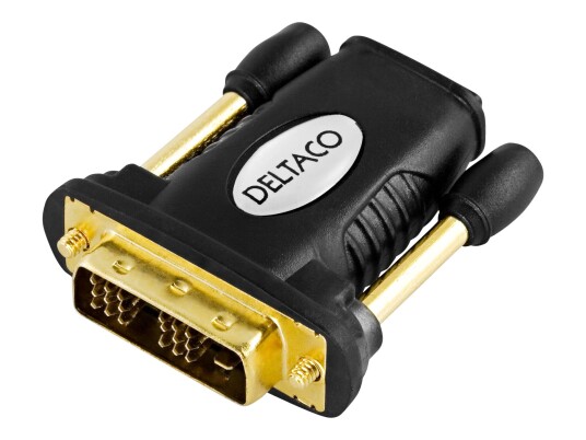Deltaco HDMI til DVI-D Adapter - Gullplaterte Kontakter - Svart